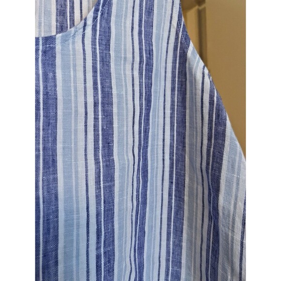 Saks Fifth Avenue Dress Women’s Small White Blue Stripe 100% Linen NWT Summer - Picture 5 of 11